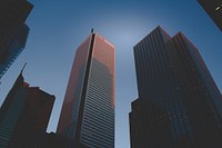 High-rises in Toronto at dusk. Original public domain image from Wikimedia Commons