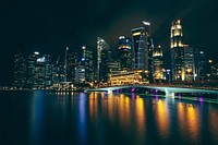 Singapore at Night. Original public domain image from Wikimedia Commons