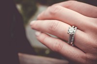 Large engagement ring on hand of bride in Vancouver. Original public domain image from Wikimedia Commons