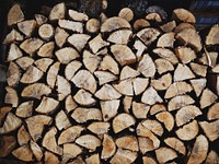 Wood pile in a shack. Original public domain image from Wikimedia Commons