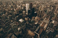 The skyline of Toronto seen from the CN Tower. Original public domain image from Wikimedia Commons