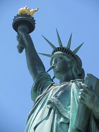 Statue of Liberty closeup shot. Original public domain image from <a href="https://commons.wikimedia.org/wiki/File:Ximena_Torres_Rodr%C3%ADguez_2015_(Unsplash).jpg" target="_blank">Wikimedia Commons</a>