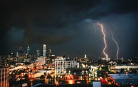 Night view of cityscape in Philadelphia, United States. Original public domain image from Wikimedia Commons