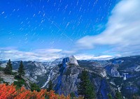 View from Glacier Point on the granite summits in Yosemite Valley on a bright day. Original public domain image from Wikimedia Commons
