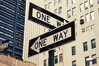 One way sign in New York, United States. Original public domain image from <a href="https://commons.wikimedia.org/wiki/File:New_York,_United_States_(Unsplash_pKeF6Tt3c08).jpg" target="_blank">Wikimedia Commons</a>