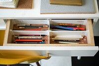 Colored pencil in a white drawer. Original public domain image from <a href="https://commons.wikimedia.org/wiki/File:CW_Pencil_Enterprise,_New_York,_United_States_(Unsplash).jpg" target="_blank">Wikimedia Commons</a>