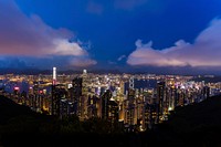 Skyscrapers of Hong Kong, China. Original public domain image from Wikimedia Commons