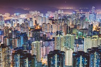 Skyscrapers of Hong Kong, China. Original public domain image from Wikimedia Commons