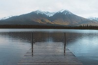 A peaceful and quiet lake in winter. Original public domain image from Wikimedia Commons