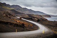 Curve road to the sea. Original public domain image from Wikimedia Commons