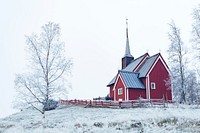 Red church during winter. Original public domain image from <a href="https://commons.wikimedia.org/wiki/File:Isak_Dalsfelt_2017_(Unsplash).jpg" target="_blank">Wikimedia Commons</a>
