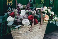 Flowers in basket. Original public domain image from Wikimedia Commons