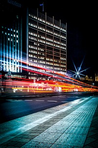 Time lapse shot of the city street. Original public domain image from Wikimedia Commons