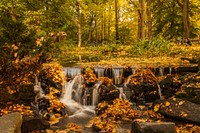 Waterfall in autumn. Original public domain image from Wikimedia Commons