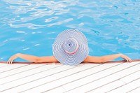 Woman in a sun hat on summer vacation. Original public domain image from Wikimedia Commons