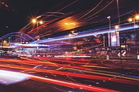 Long exposure shot of traffic lights. Original public domain image from Wikimedia Commons
