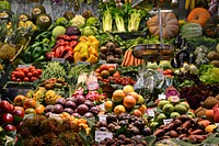 Colorful fruit and vegetables on a market stall. Original public domain image from <a href="https://commons.wikimedia.org/wiki/File:Green_shop_(Unsplash).jpg" target="_blank" rel="noopener noreferrer nofollow">Wikimedia Commons</a>
