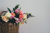 Flowers in a wicker basket. Original public domain image from Wikimedia Commons