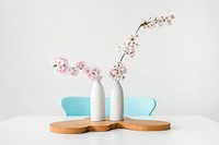 Cherry blossom flower in vases. Original public domain image from Wikimedia Commons