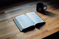 Book and coffee cup by the window. Original public domain image from Wikimedia Commons