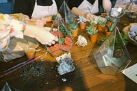 People attending terrarium workshop. Original public domain image from Wikimedia Commons