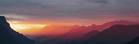 Panoramic view of mountains. Original public domain image from Wikimedia Commons