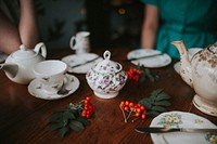 Women having high tea for Christmas. Original public domain image from Wikimedia Commons