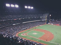 Football stadium and packed crowd. Original public domain image from Wikimedia Commons