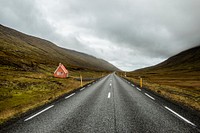 Empty road in a foggy day. Original public domain image from Wikimedia Commons