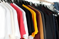 A row of t-shirts of different colors in Petersham. Original public domain image from <a href="https://commons.wikimedia.org/wiki/File:Throttle_Roll_-_Swap_Meat_Market_(Unsplash).jpg" target="_blank" rel="noopener noreferrer nofollow">Wikimedia Commons</a>