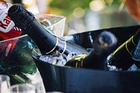 A close-up of an ice bucket with several wine bottles. Original public domain image from <a href="https://commons.wikimedia.org/wiki/File:Wine_on_ice_in_close_(Unsplash).jpg" target="_blank" rel="noopener noreferrer nofollow">Wikimedia Commons</a>