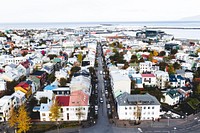 Aerial view of colorful clustered houses. Original public domain image from Wikimedia Commons