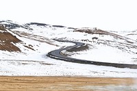A bendy highway road located in Mývatn. Original public domain image from Wikimedia Commons