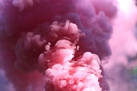 Pink smoky clouds billows toward the sky. Original public domain image from Wikimedia Commons