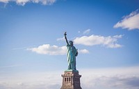 Statue of Liberty on aesthetic sky background. Original public domain image from Wikimedia Commons