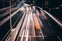 Time lapse photography of road at night. Original public domain image from Wikimedia Commons