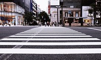 Pedestrians waiting to cross the street in Tokyo. Original public domain image from Wikimedia Commons