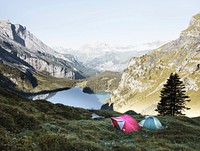 Oeschinen Lake, Kandersteg, Switzerland. Original public domain image from Wikimedia Commons