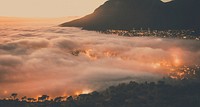 The hidden city of Cape Town covered by clouds. Original public domain image from Wikimedia Commons