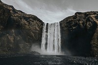 Skógafoss, Iceland. Original public domain image from Wikimedia Commons