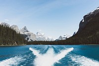 Lake view of the mountain range. Original public domain image from Wikimedia Commons