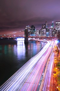 Manhattan Bridge at night, New York, United States. Original public domain image from <a href="https://commons.wikimedia.org/wiki/File:Lights_On_Manhattan_Bridge_(Unsplash).jpg" target="_blank">Wikimedia Commons</a>