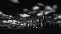 Grayscale photo of Oriental Pearl Tower, Shanghai, China. Original public domain image from <a href="https://commons.wikimedia.org/wiki/File:Leonard_Keren_2016_(Unsplash).jpg" target="_blank">Wikimedia Commons</a>