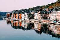 Colorful vintage buildings in Dinant, Belgium. Original public domain image from Wikimedia Commons