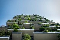 Green apartment building. Original public domain image from Wikimedia Commons