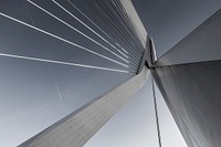 Low-angle shot of suspension bridge. Original public domain image from Wikimedia Commons