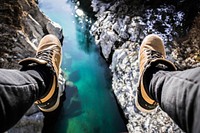 Hanging off a bridge. Original public domain image from Wikimedia Commons