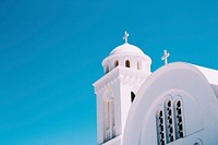 White church at Paros, Greece. Original public domain image from Wikimedia Commons