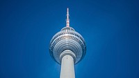 Low-angle shot of Space Needle tower, Germany. Original public domain image from Wikimedia Commons