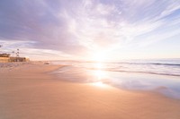 Purple asethetic sunset beach, cloudy. Original public domain image from Wikimedia Commons